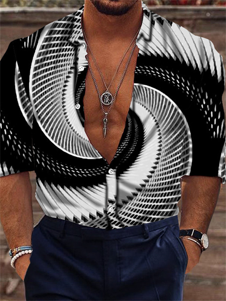 Men's Shirt Halo Multi-color 3D Digital Printing Color Clash Casual Fashion Breathable Men's Shirt-JRSEE