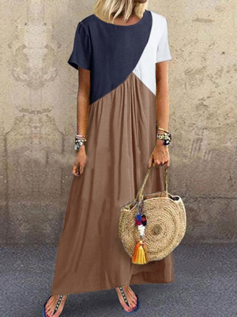 Casual Loose Short Sleeve Irregular Maxi Dress