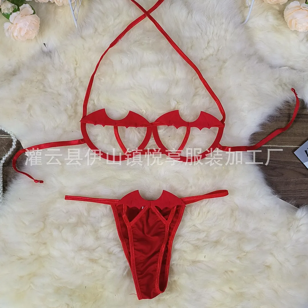 Churchf Sex Lingerie Halloween Little Demon Sexy With Pajamas Lady Three-Point Bikini Set