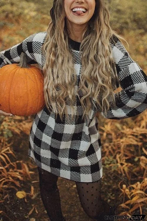 Plaid Long Sleeve Mini Dress