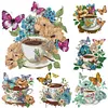 Coffee Flower Butterfly-Partial Speical Shaped Diamond Painting 30*30CM