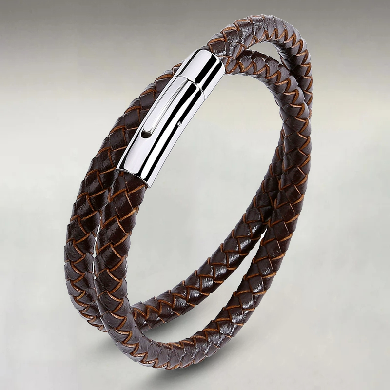 Men's PU Leather Woven Two Layer Bracelet