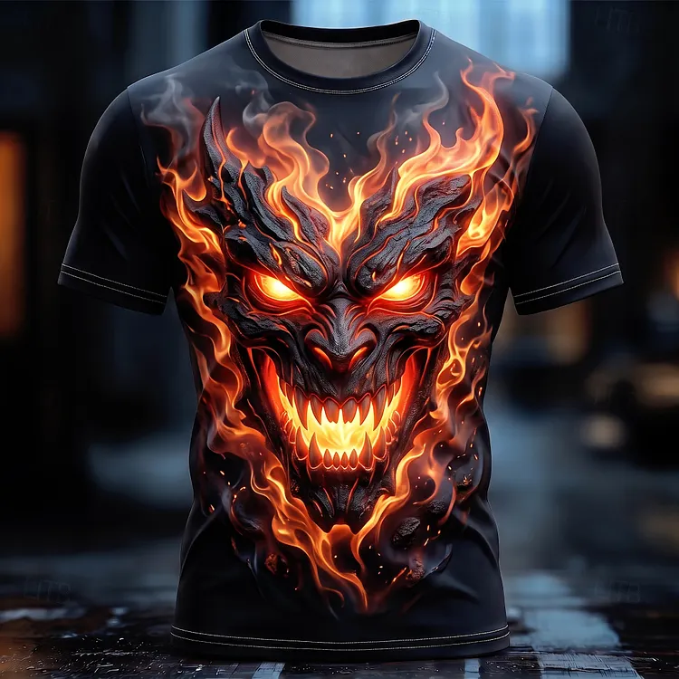 Men's Vintage Halloween Print Crew Neck Short Sleeve T-shirt