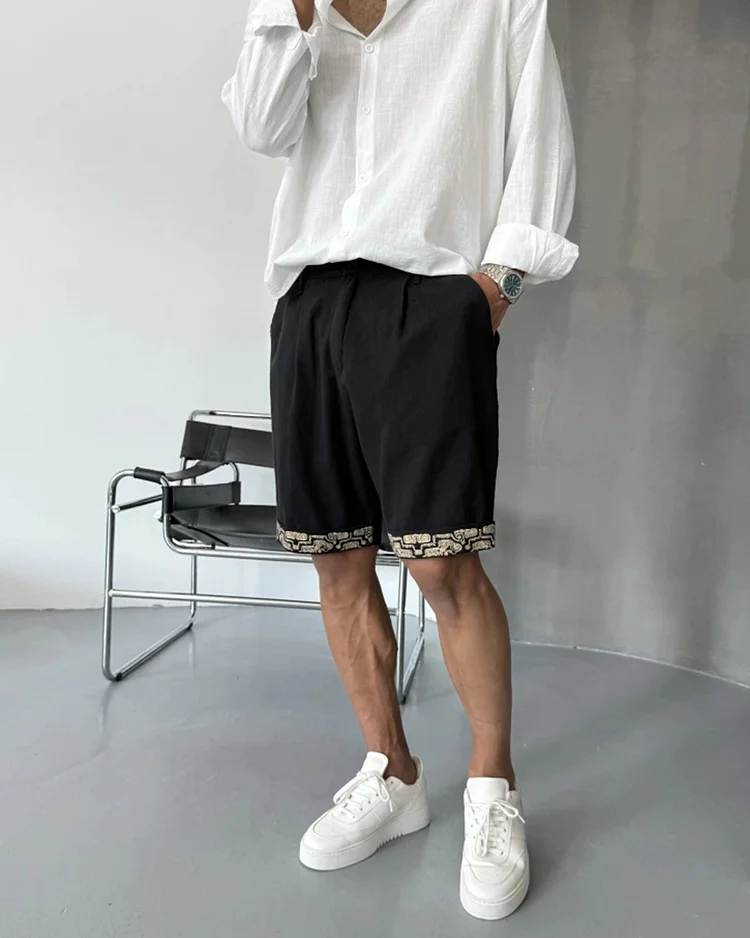 Men's Casual Printed Roll-Up Shorts
