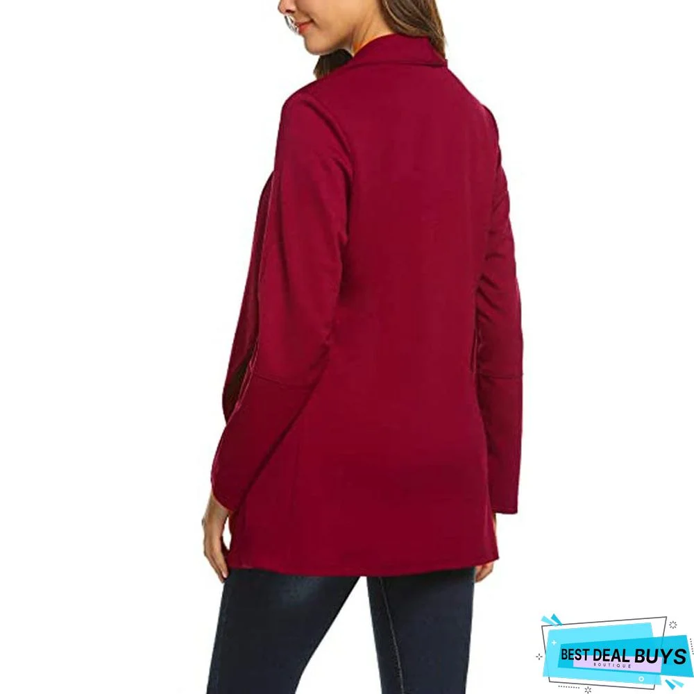 Autumn and Winter Long Sleeve Cardigan Casual Temperament Solid Color Jacket Suit