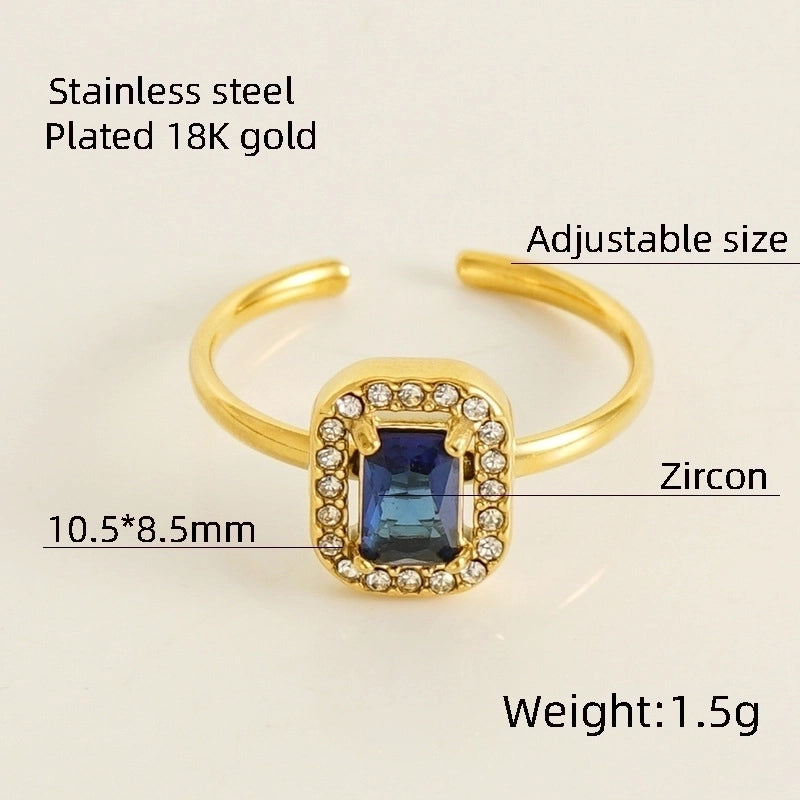 Titanium Steel Minimalist Classic Style Inlay Water Droplets Heart Shape Rhombus Zircon Rings