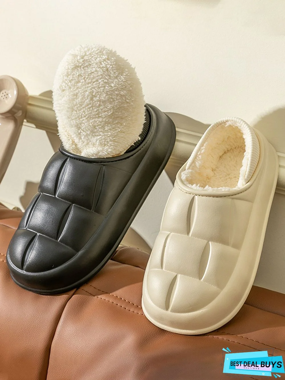 Waterproof Couple EVA Fleece Home Slippers