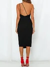 One-Shoulder Solid Color Split-Side Casual Midi Dress