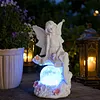 Solar Angel Garden Decor Resin Statue Outdoor Light 600mAh Battery