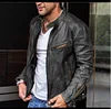 Men's Stand Collar Punk Motorcycle Leather Jacket