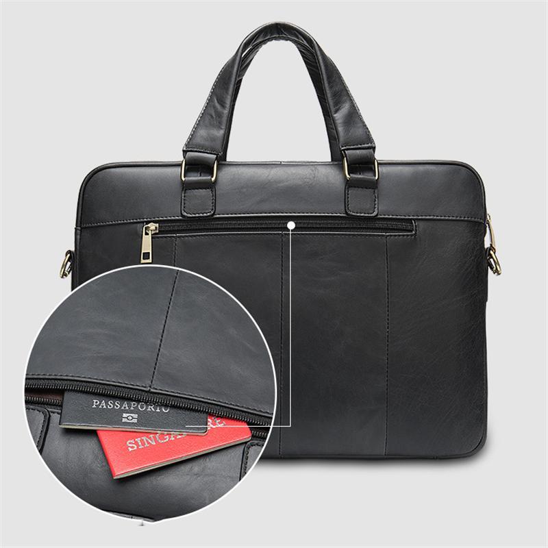 Classic Business Vintage Plain 15 Inch Laptop Bridfcese With Large Capacity