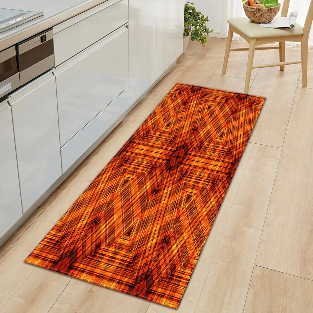 Kitchen Mat Strip Bedroom Entrance Door Mat Geometric Pattern Home Floor Decoration Living Room Carpet Bathroom Non-slip Carpet