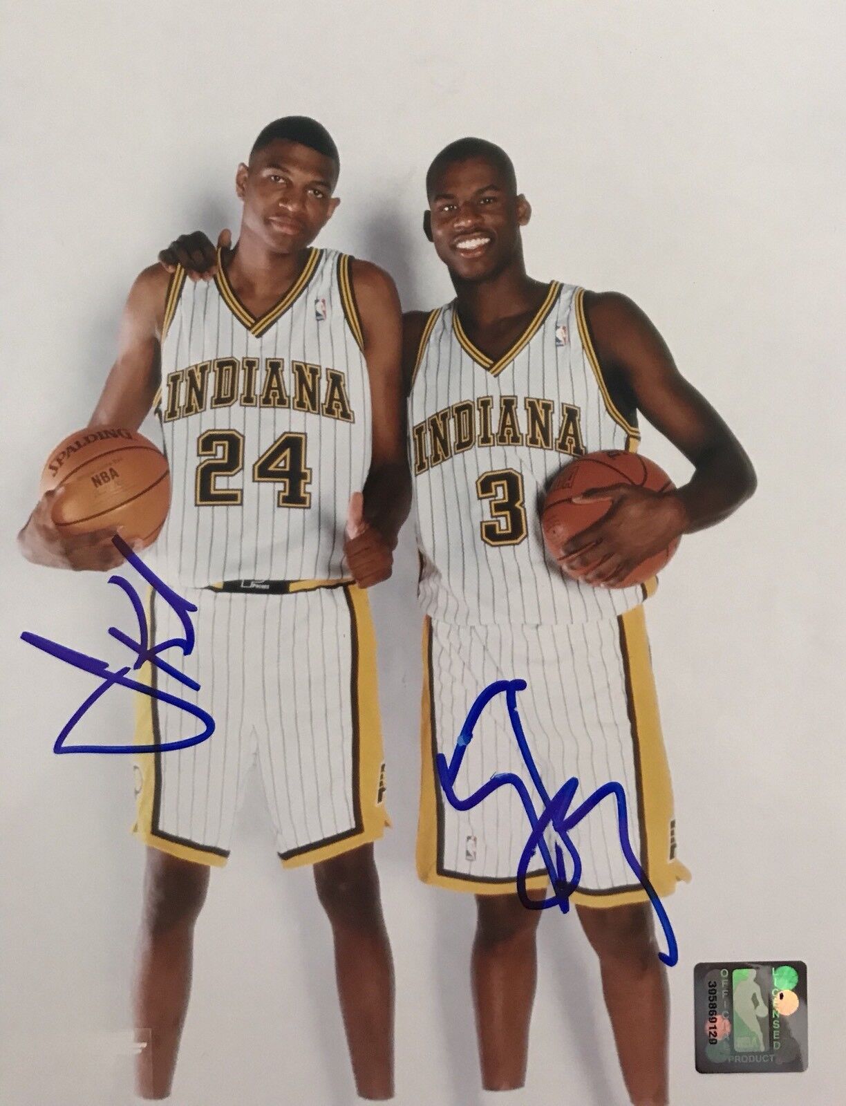 Jonathan Bender Al Harrington Signed Autographed Indiana Pacers 8x10 Photo Poster painting Coa