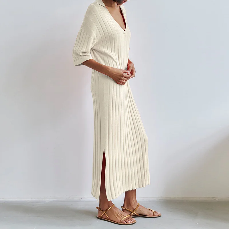 Zingj Zingj Ribbed Knitting On Both Sides Of The Short-Sleeved Skirt YF2377