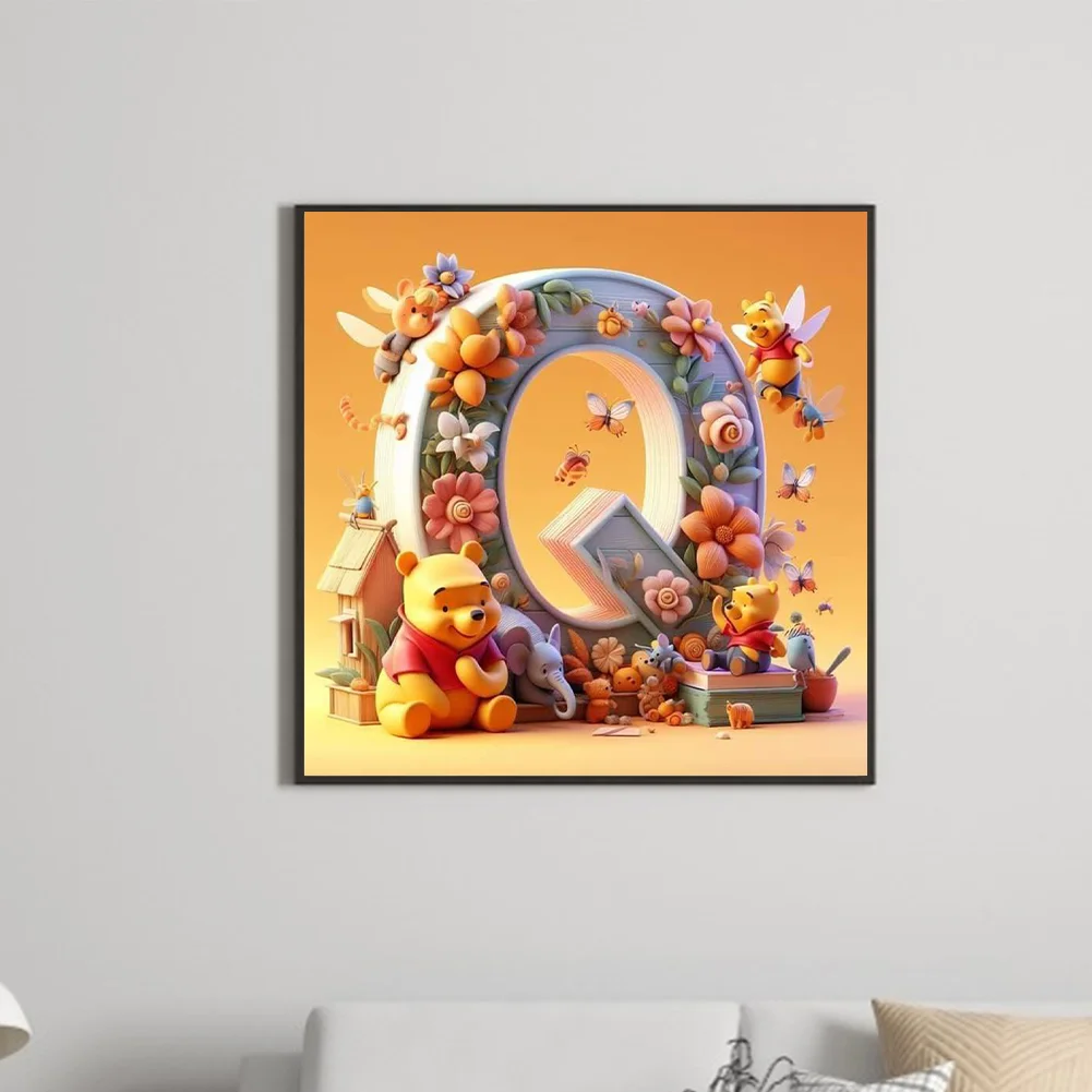 Full Round Diamond Painting 30*30cm - Winnie The Pooh'S 26 Letters Q