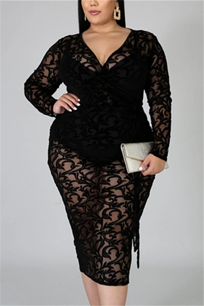 Fashion Sexy Mesh Perspective Dress