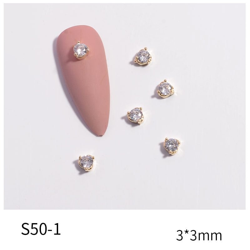 Nail Rhinestones Star Moon Rose Pearl Bow Pendant Chain Designs 5Pcs/Set Exquisite Alloy Zircon Jewelry Decoration Beauty Salons