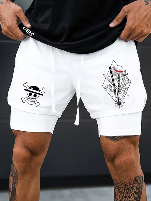 Men's One Piece Three-Knife Quick-Drying Sports Fitness Pants