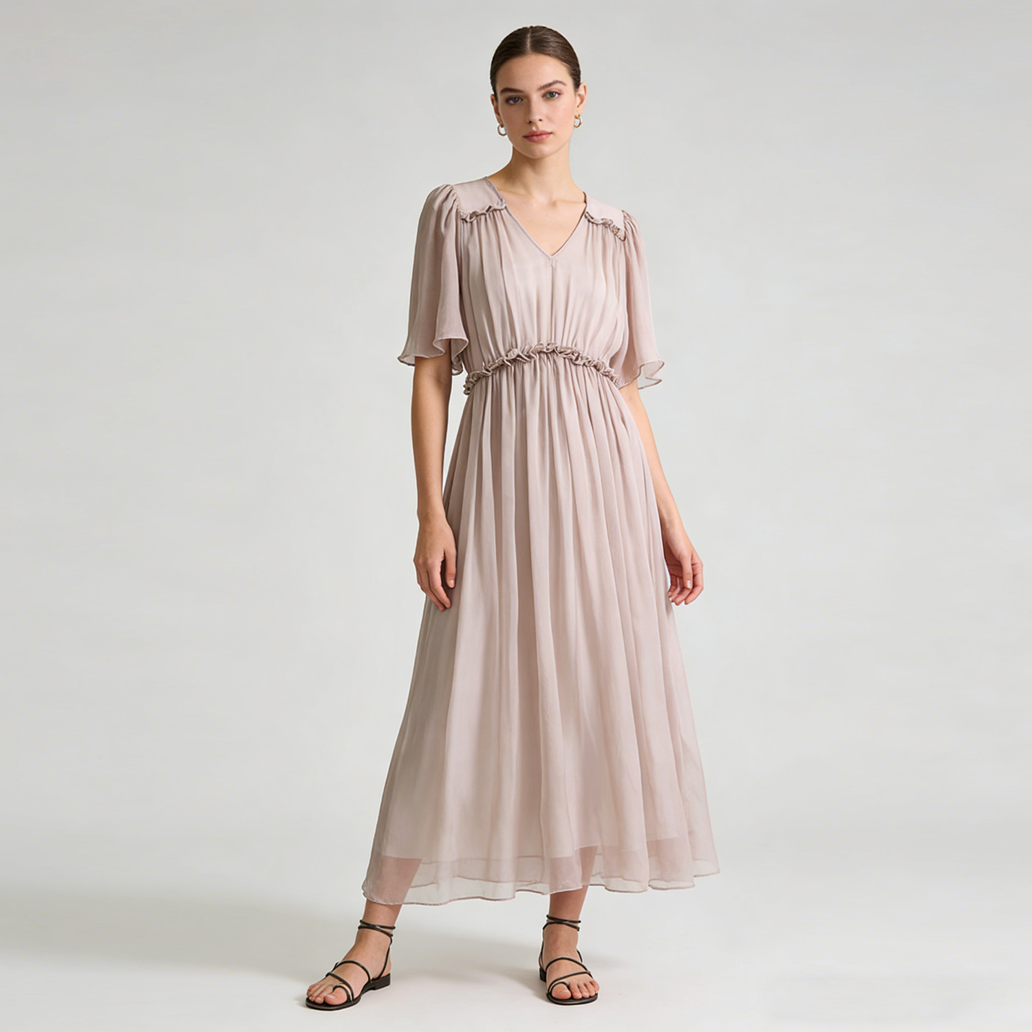 Solid Silk Dress Pleated For Work REAL SILK LIFE