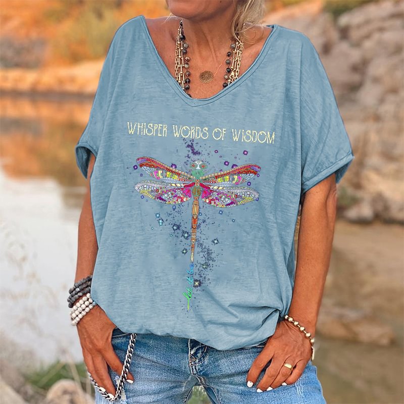 Whisper Words Of Wisdom Printed Shiny Dragonfly Women's T-shirt