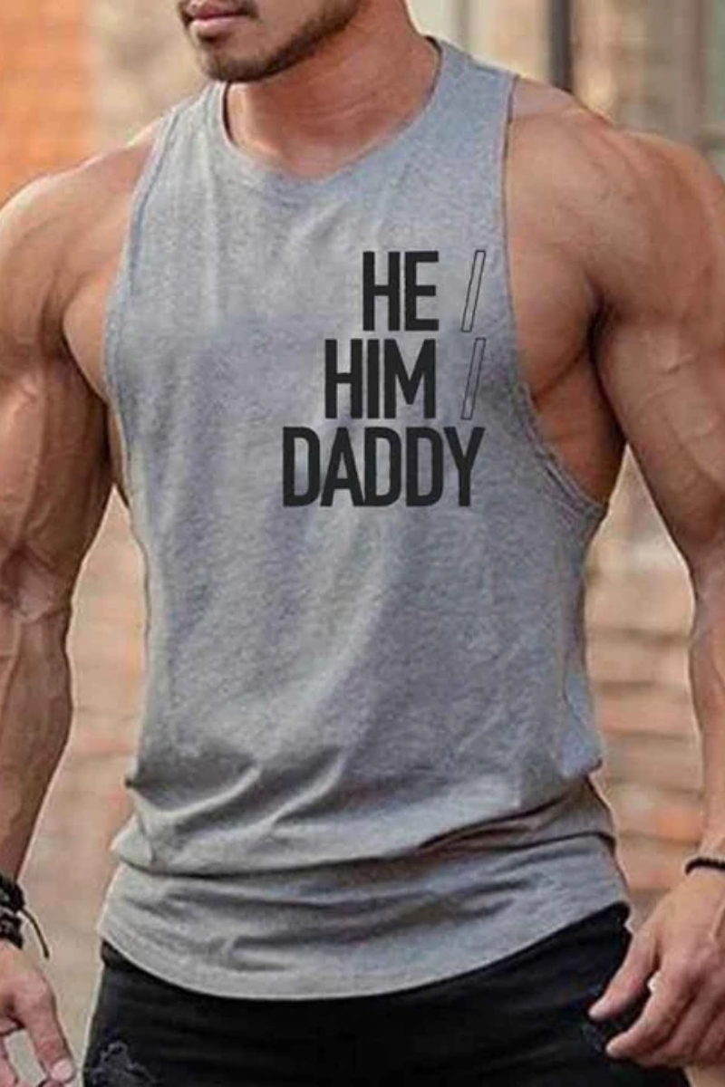 Ciciful He Him Daddy Print Slim Fit Elastic Tank Top