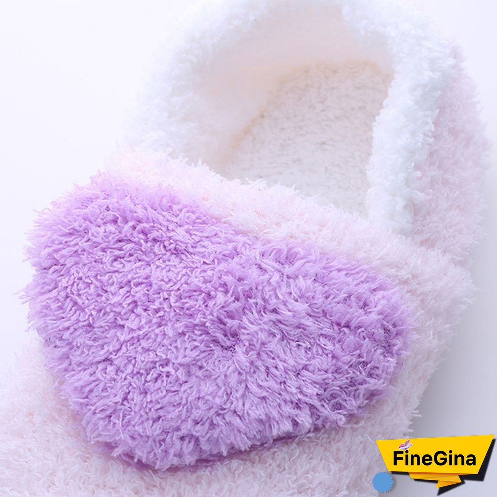 Lovely Big Heart-Shaped Women Slippers Warm Soft Sole Plush Home Floor Covered Heel Shoes