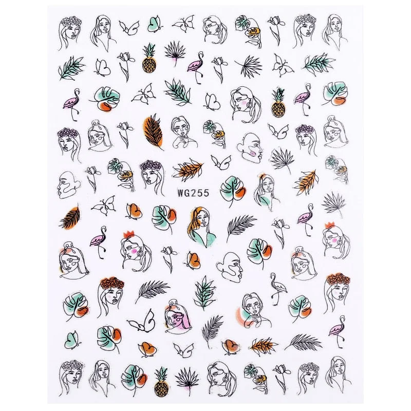 Ripple Marble Blooms Stickers For Nails Manicures Japanese Color Stitching Design Nails Art Stickers Adhesive Tape Decoration