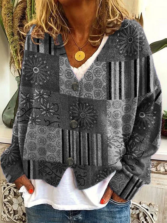 Casual Literary Print Women's Plush Cardigan