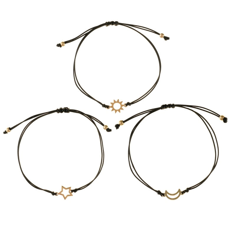 Jewelry Simple Retro Alloy Sun Moon Star Men’s Friendship Adjustable Couple Card Bracelet