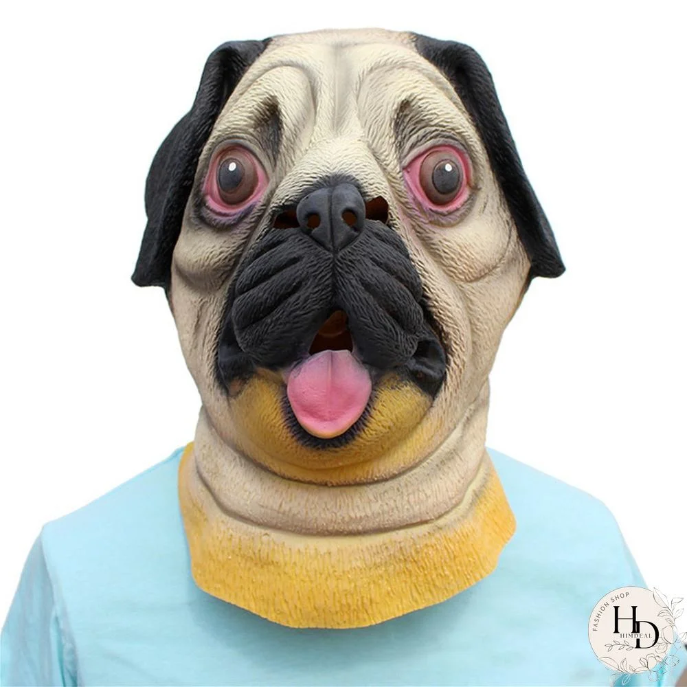 Halloween Pug Dog Mask Halloween Animal Party Full Head Mask