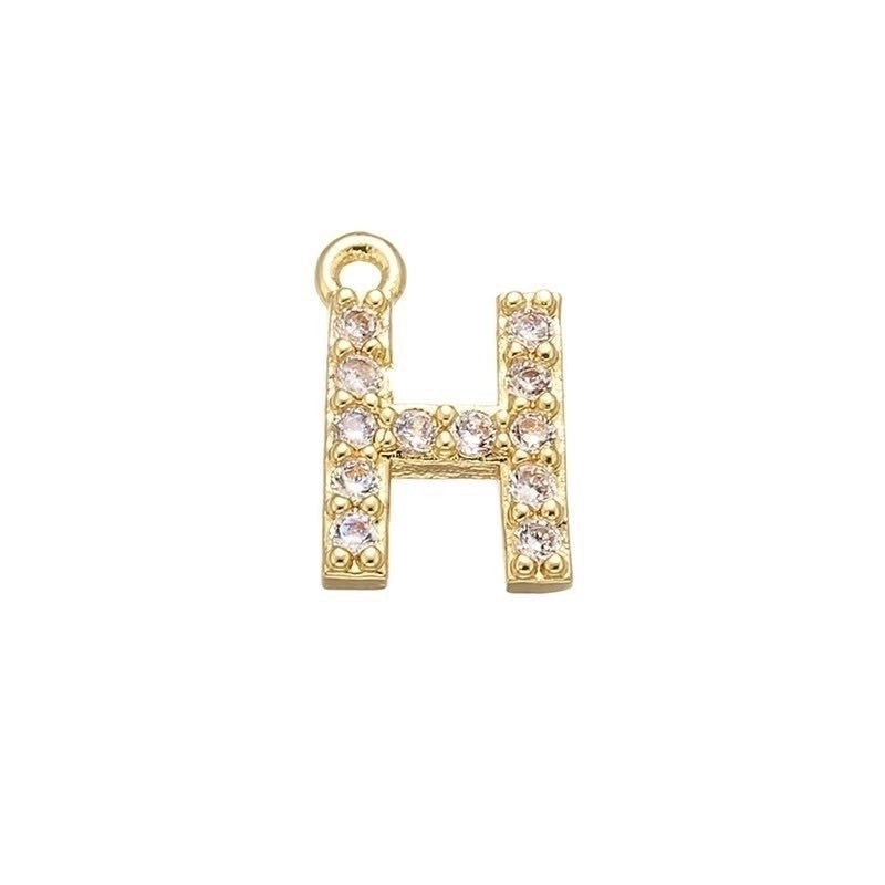 1 Piece 925 Sterling Silver Zircon 22K Gold Plated Rhodium Plated Letter Pendant Charms