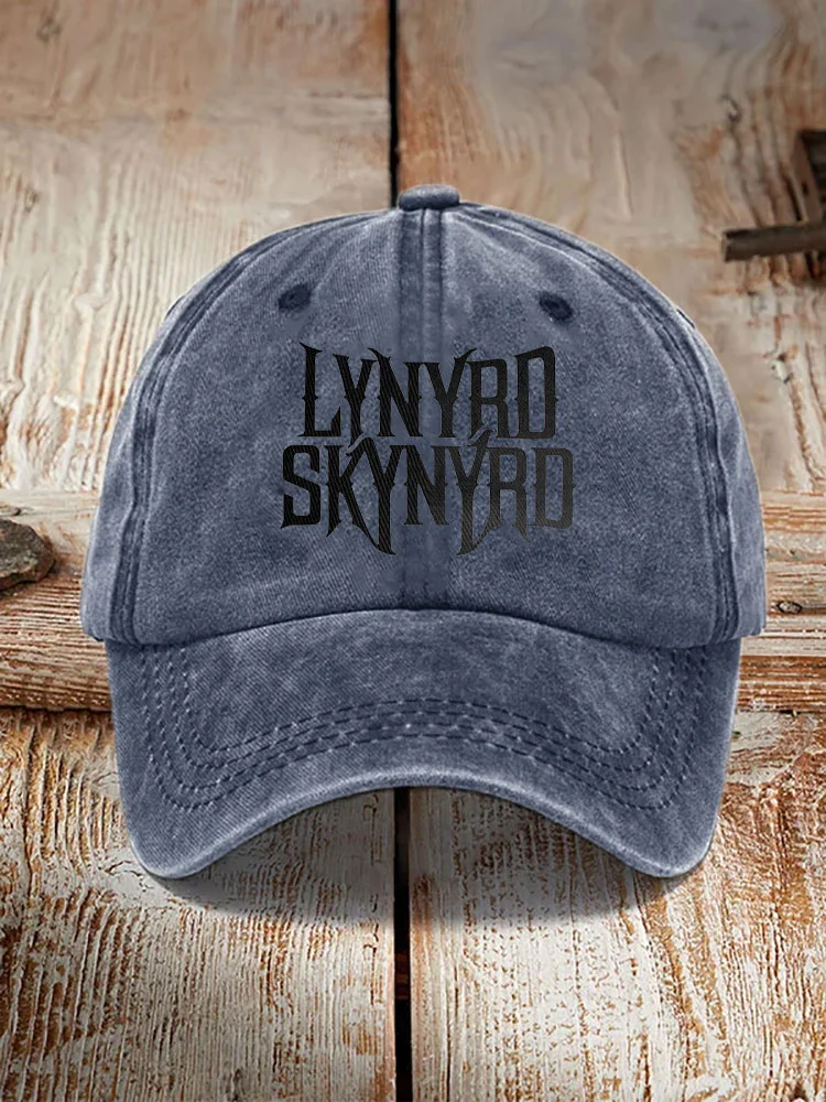 Unisex Casual Retro Rock Band Print Washed Hat