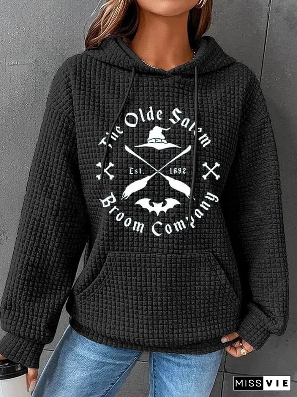 Women's Halloween The Old Salem Witch Company Est.1692 Print Waffle Hoodie