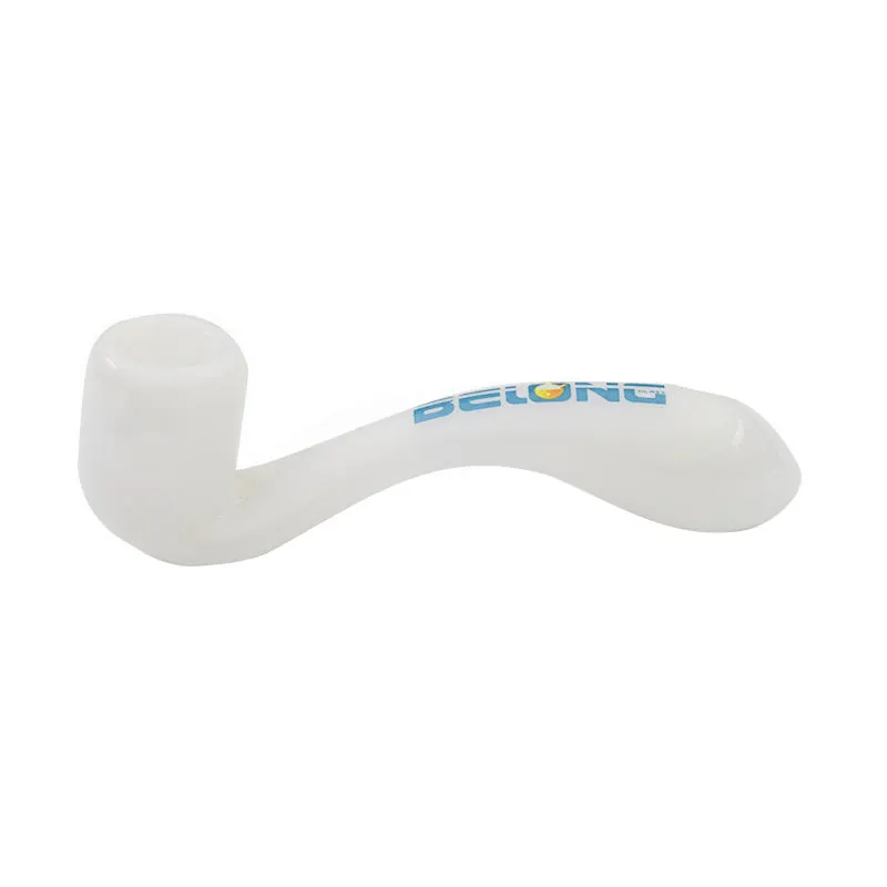 White Sherlock Hand Pipe with Logo