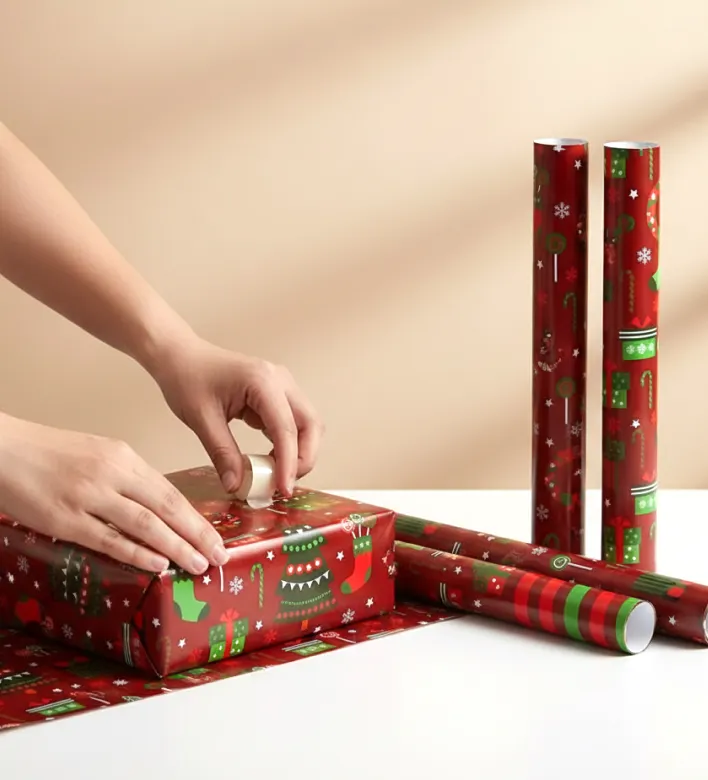 Christmas Wrapping Paper Set (3 Sheets) for Baby Doll Gifts & Holiday Packaging