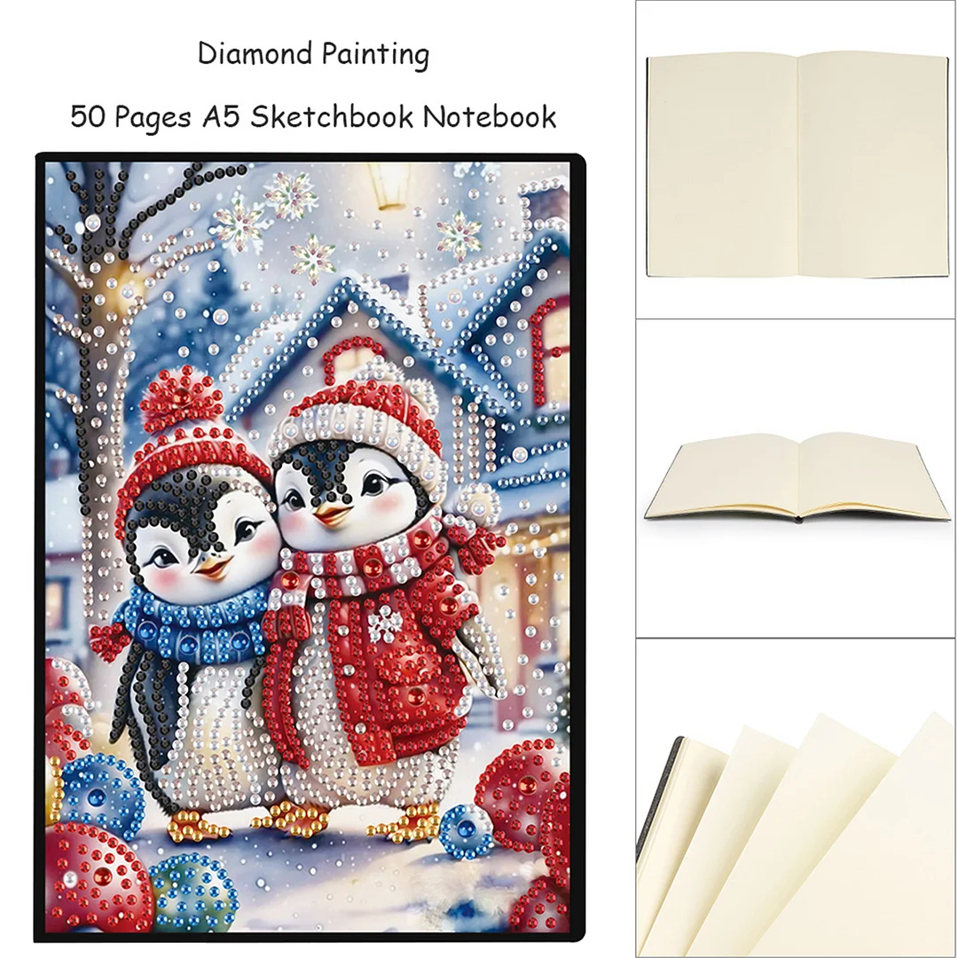 2pcs Animals Partial DIY 50 Pages A5 Diamond Painting Notebook for Study Home