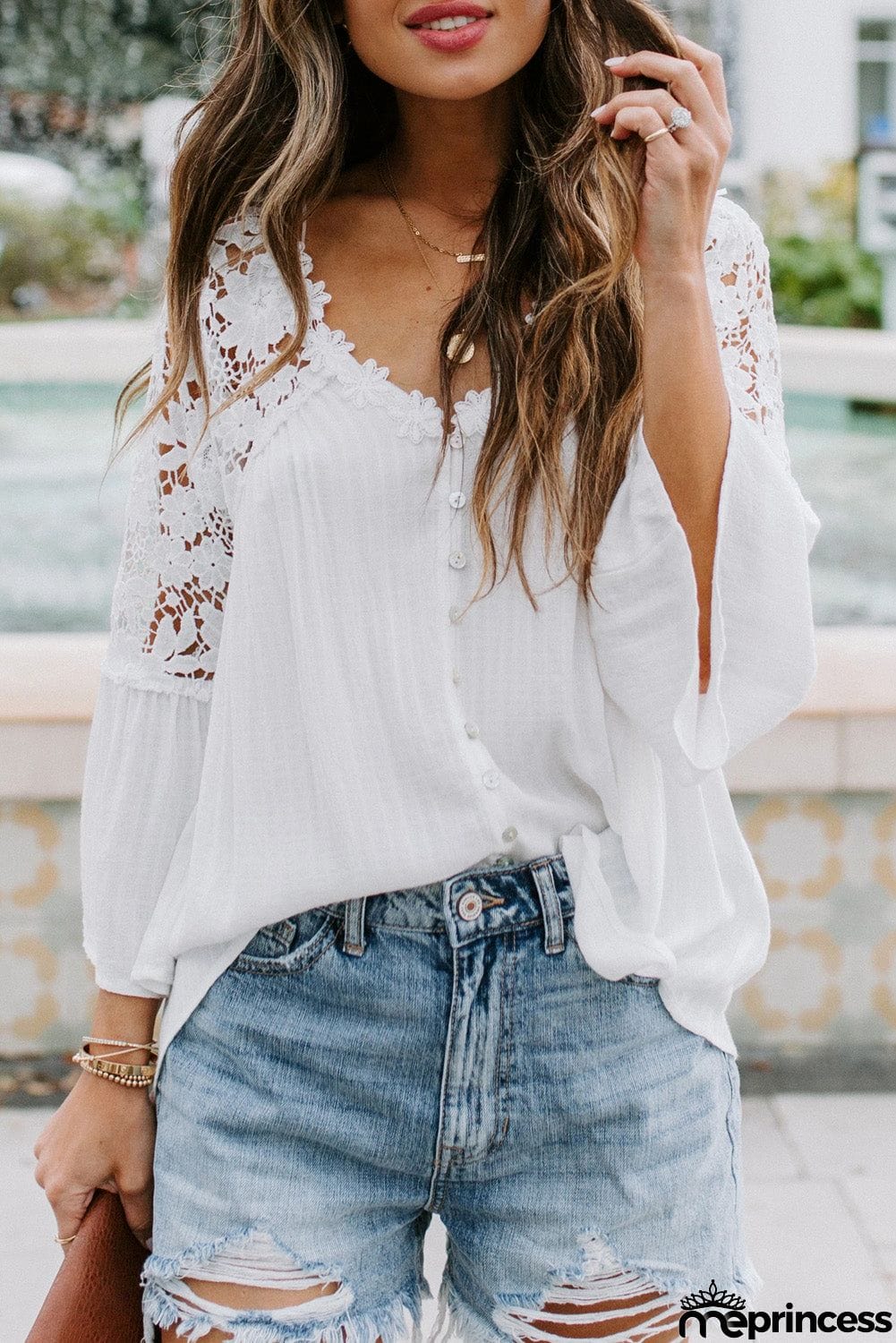 Crochet Lace Button Top