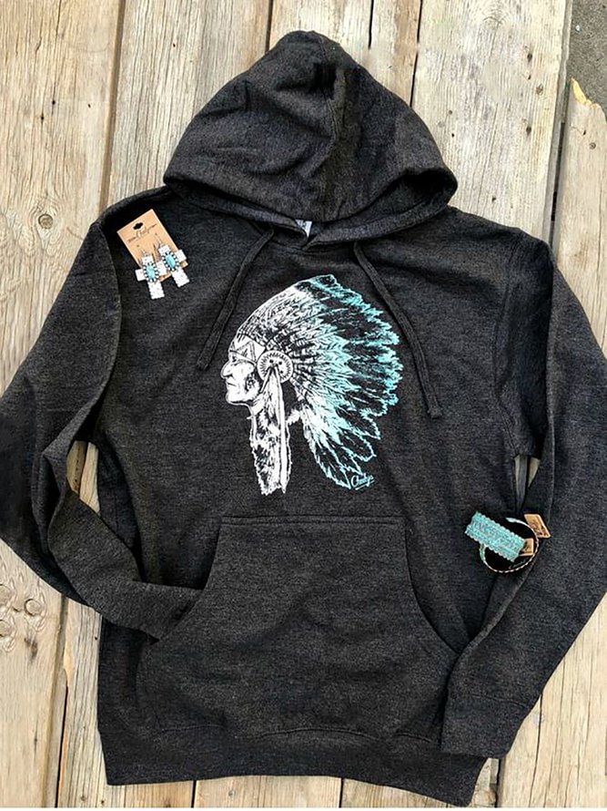 Black Shift Casual Hoodie Tribal Sweatshirt Zaesvini