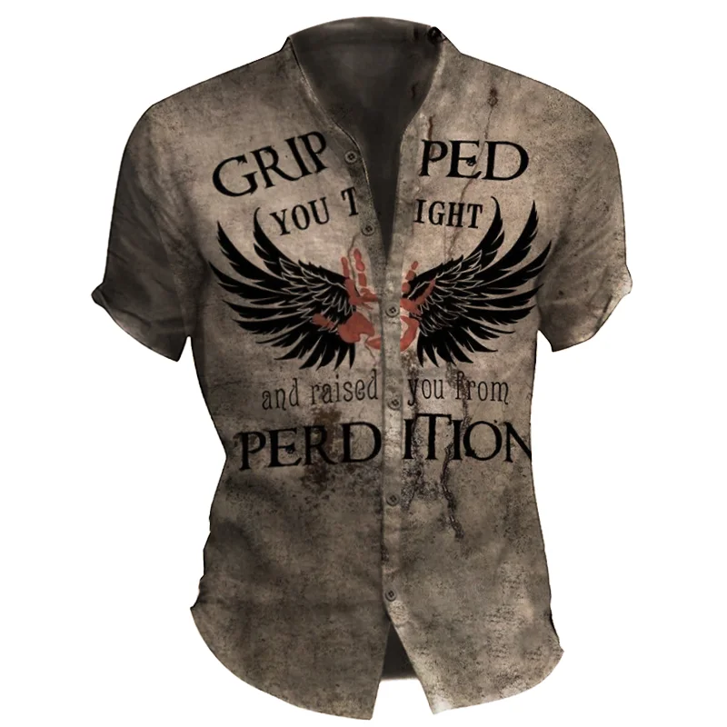 Mens outdoor fashion printed short-sleeved shirt / [viawink] /