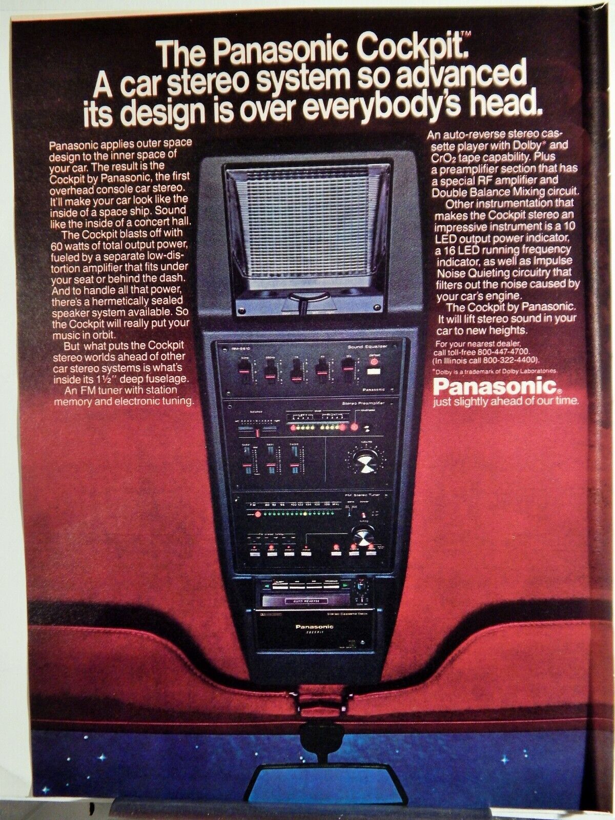 PANASONIC COCKPIT CAR STEREO / SHELL FIRE& ICE OIL ORIGINAL VTG 1979 Photo Poster painting AD,