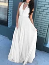 Plunging Empire Halterneck Maxi Dress