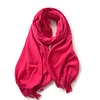 Plain Colors Tassels Unisex Scarf Team Event Anniversary Shawl