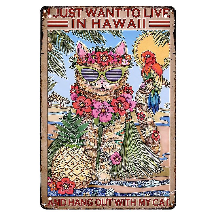 Vacation Cat - Vintage Tin Signs/Wooden Signs - 7.9x11.8in & 11.8x15.7in