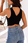 Glenn Black Crossback Turtleneck Top