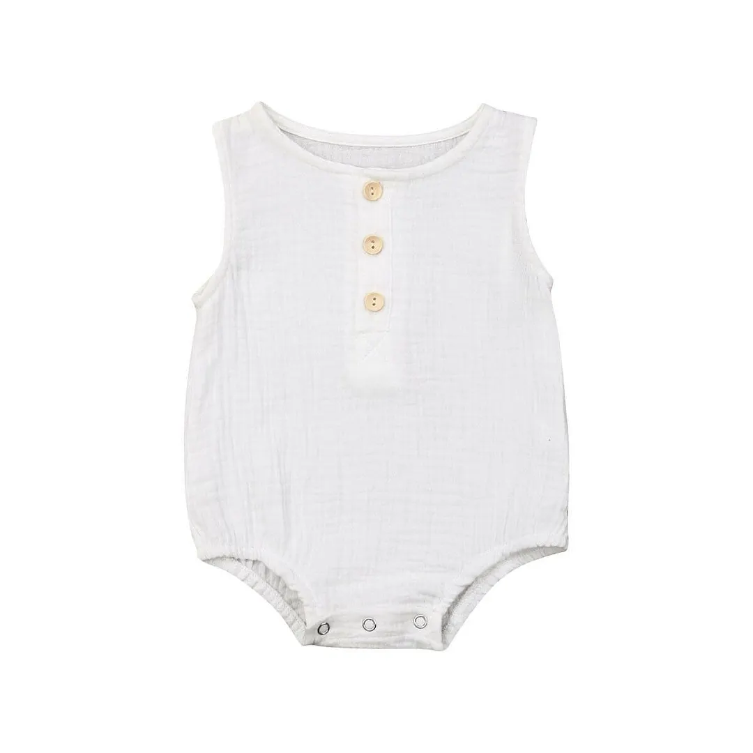 2019 Baby Summer Clothing New Infant Baby Girl Sleeveless 100% Cotton Bodysuit Outfit Sleeveless Solid Sunsuit Clothes 0-24M