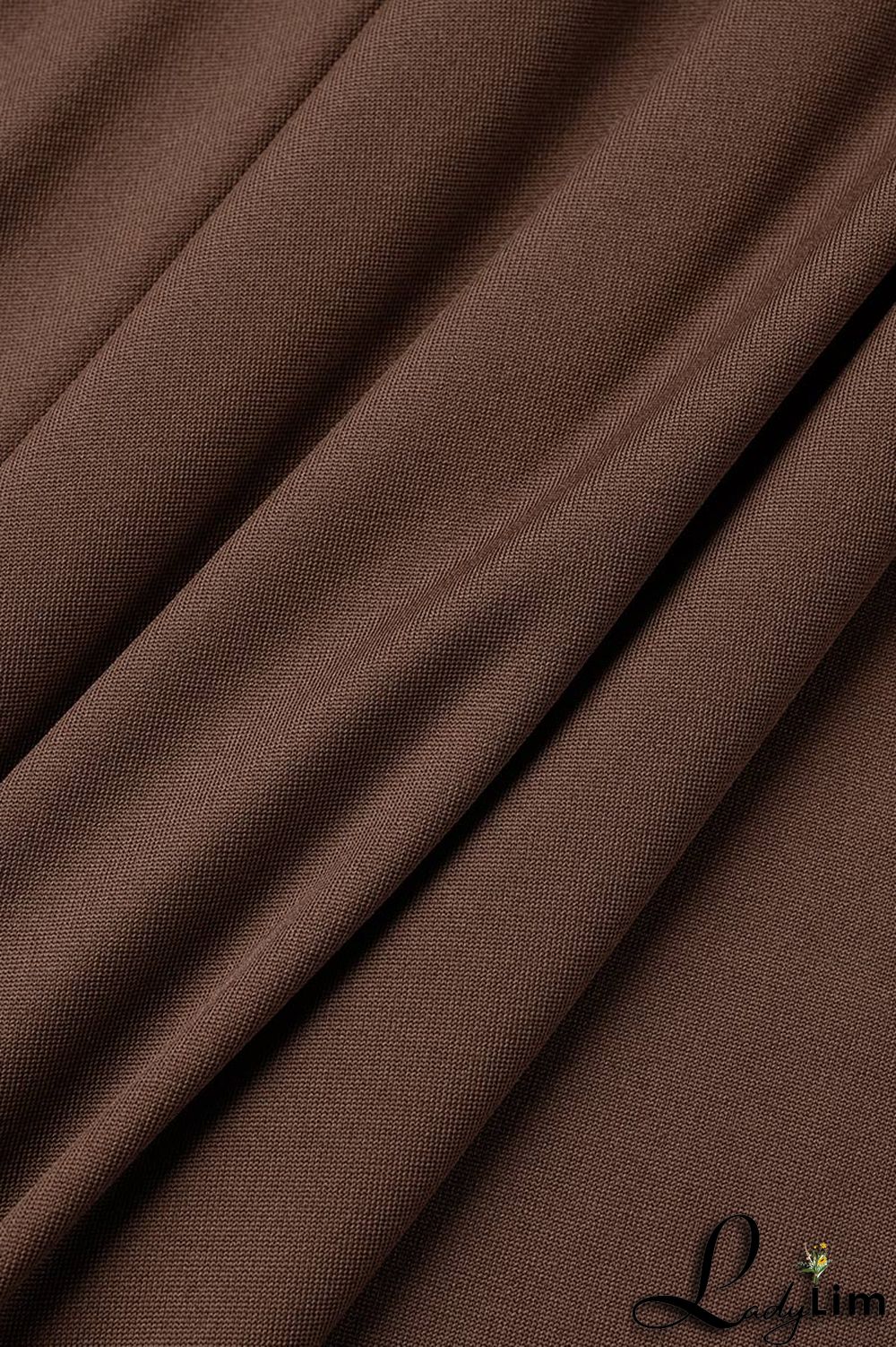 Dark Brown Sexy Solid Patchwork Spaghetti Strap One Step Skirt Plus Size Dresses