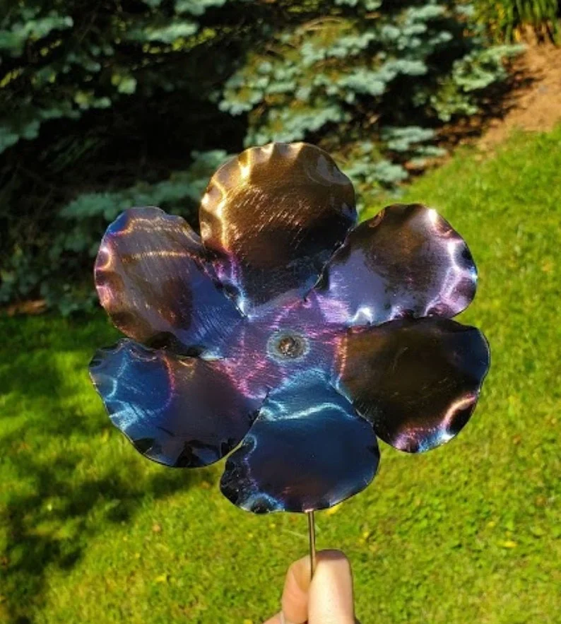 Torched Color Metal Flower Stake