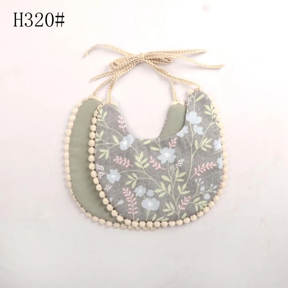 2020 Brand New Infant Baby Girl Boy Bib Kid Toddler Dinner Feeding Tassel Double-deck 100% Cotton Linen Burp Cloths Saliva towel