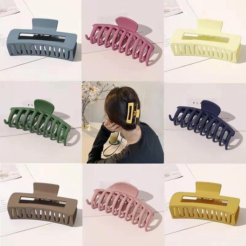 Vintage Frosted Grab Clip Candy Color Hairpin Hair Grab Back Of Head Large Shark Clip Fixed Hair Accessories Ponytail Clip Children3