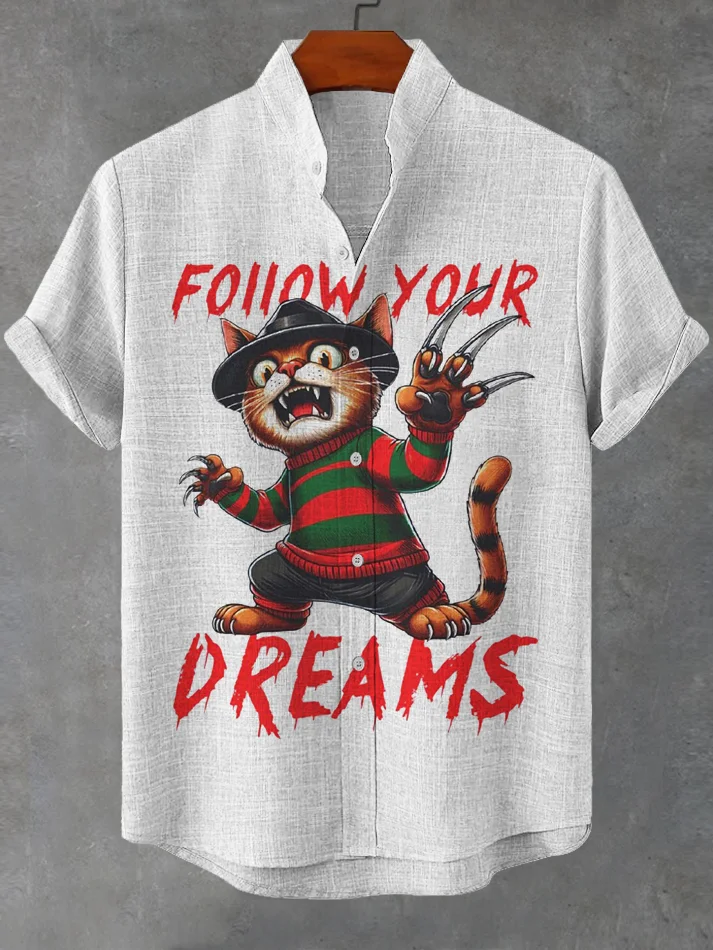 Men's Follow Your Dreams Horror Cat Print Shirt